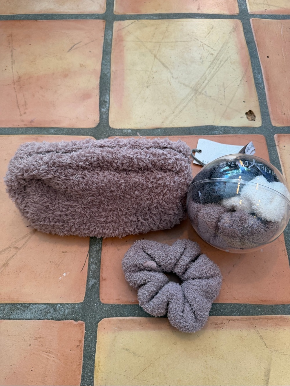 Barefoot Dreams Fuzzy Scrunchie Ornament and Zipper Pouch LIMITED EDITION